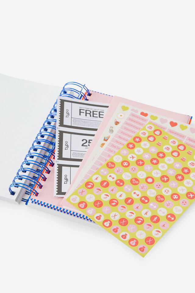 2027 A5 Weekly Bright Days Diary, LAVA RED COLOUR BLOCK