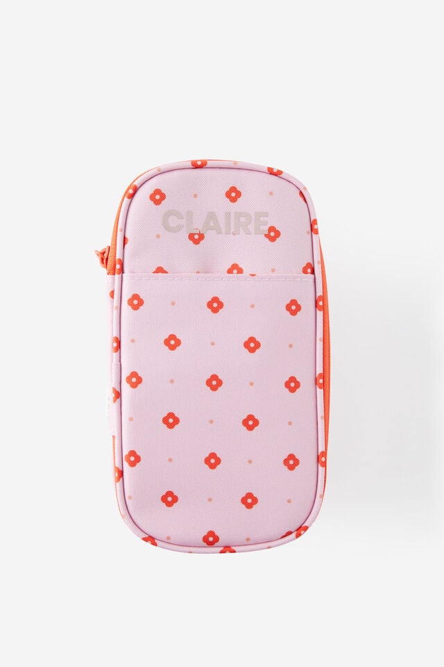 Personalised Arlow Pencil Case V2, STRAWBERRY RETRO FLORAL DAISY