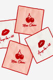 Linen Coasters Set Of 4, CHERRY KISS - example image 2