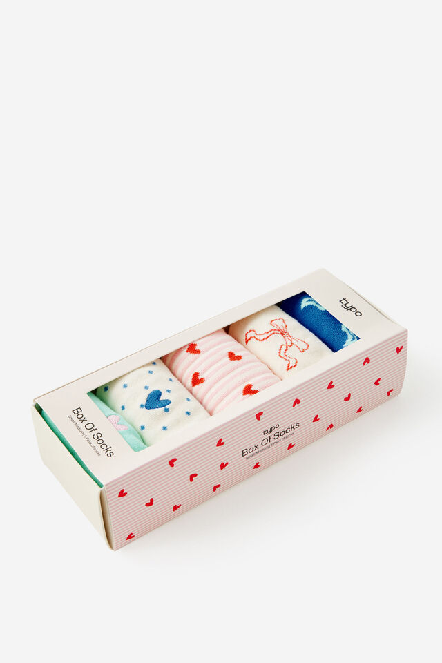 Box Of Socks, BOWS & HEARTS (S/M)
