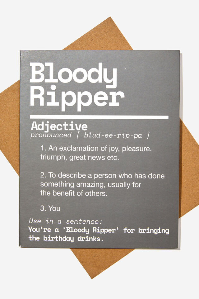 Funny Birthday Card, BLOODY RIPPER WELSH SLATE