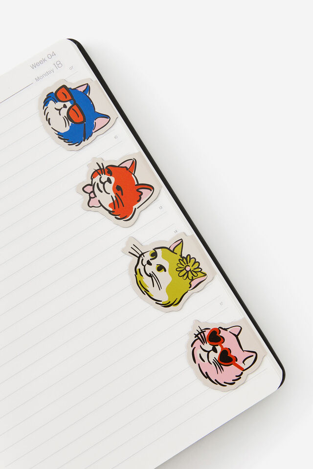 Magnetic Bookmarks 4Pk, COOL COLOUR CATS
