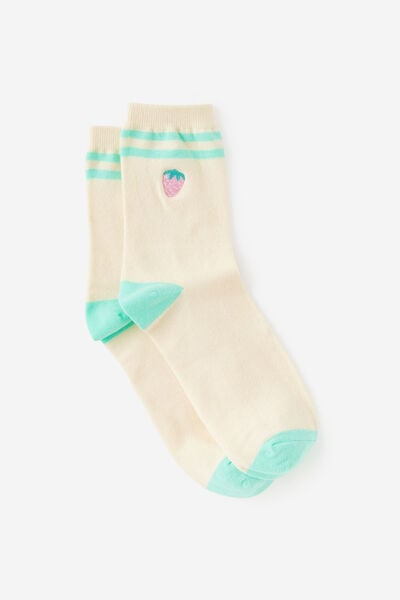 Mid Crew Socks, STRAWBERRY STRIPE