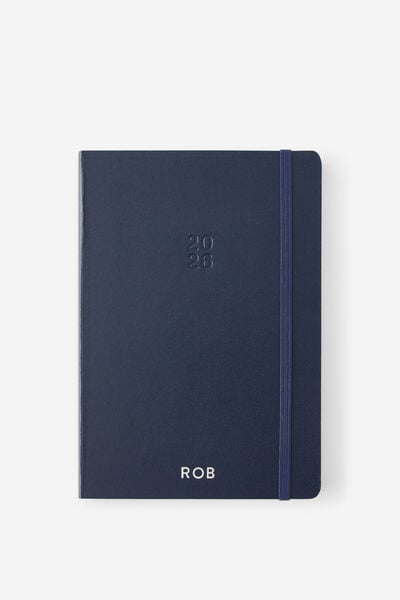 Personalised 2026 A5 Daily Hard Metro Diary, Midnight Ink