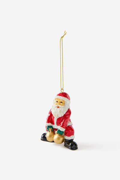 Resin Christmas Ornament, SANTA KETTLE BELLS