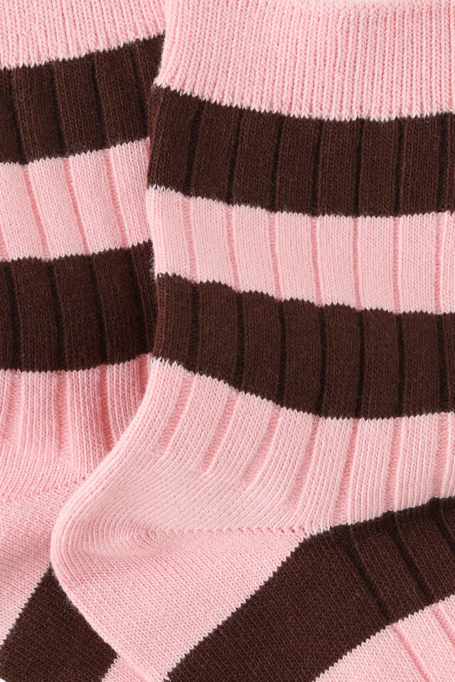 Mid Crew Socks, GEINIE STRIPE PINK