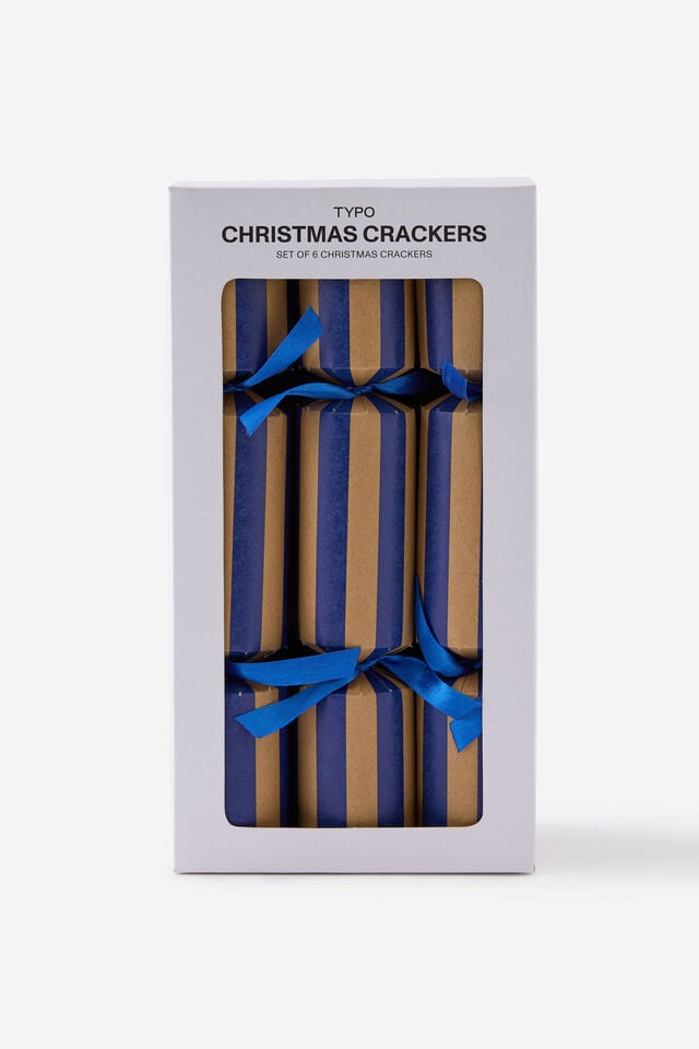 Christmas Crackers 6Pk, BLUE AND CRAFT STRIPE GAME