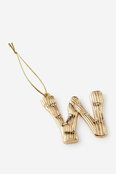 Metal Alphabet Christmas Ornament, TEXTURED W