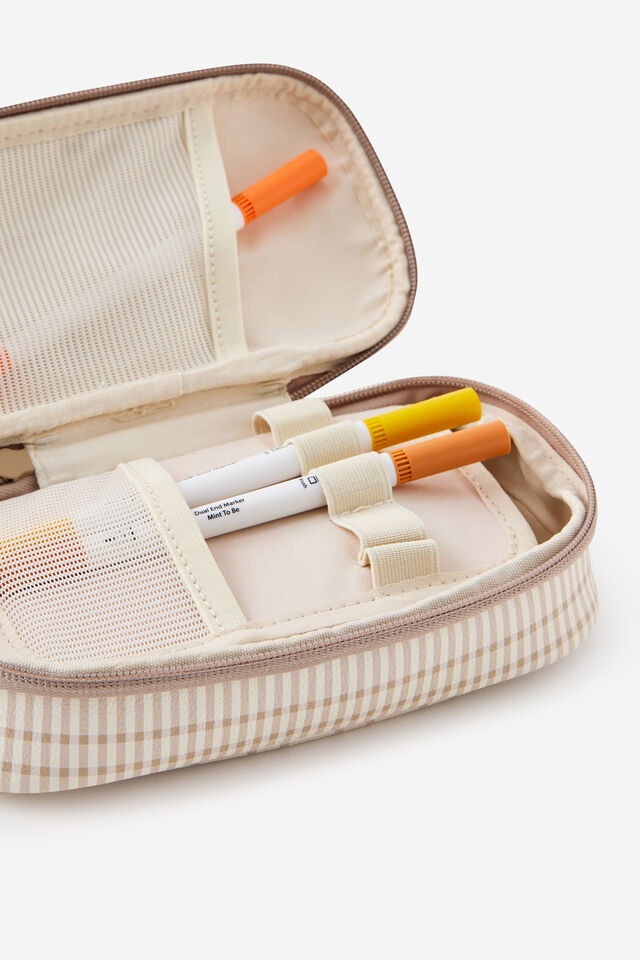 Hybrid Pencil Case, NEUTRAL CHECK