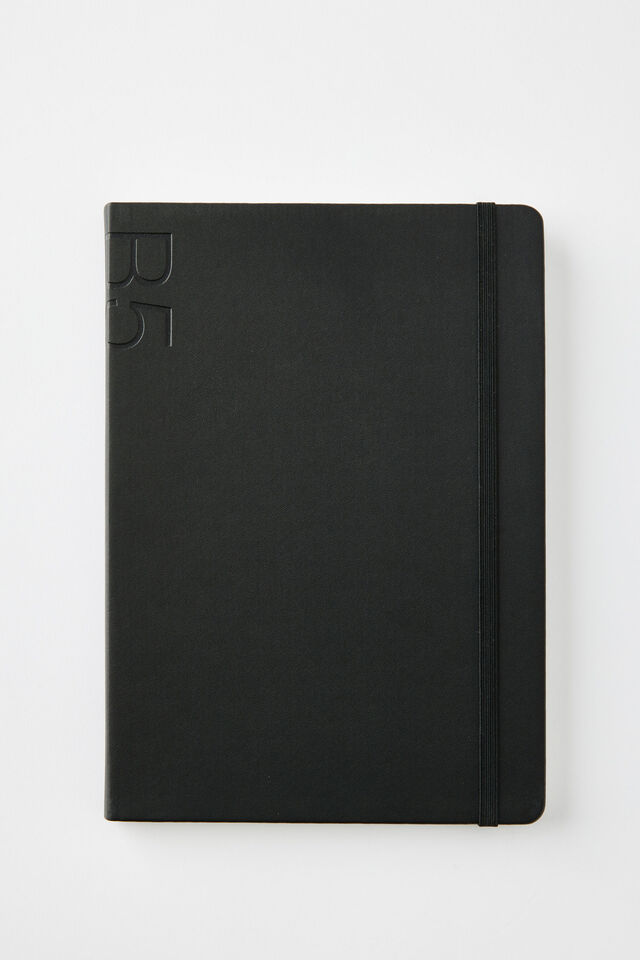 B5 Hard Cover Lined Notebook, BLACK