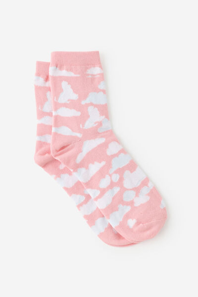 Mid Crew Socks, CLOUDS PINK YDG