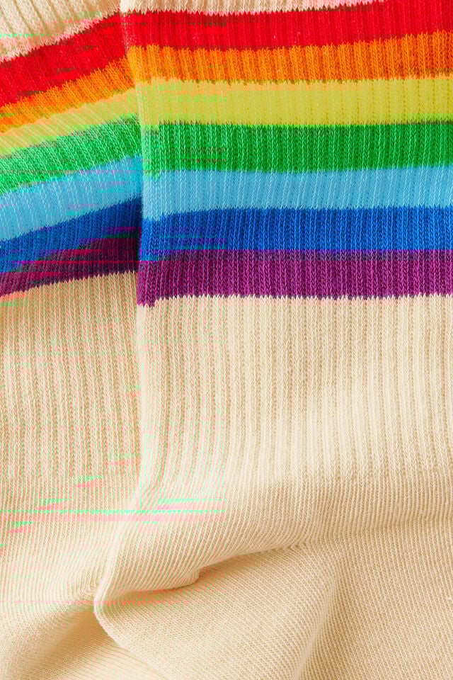 Socks, RAINBOW STRIP ECRU