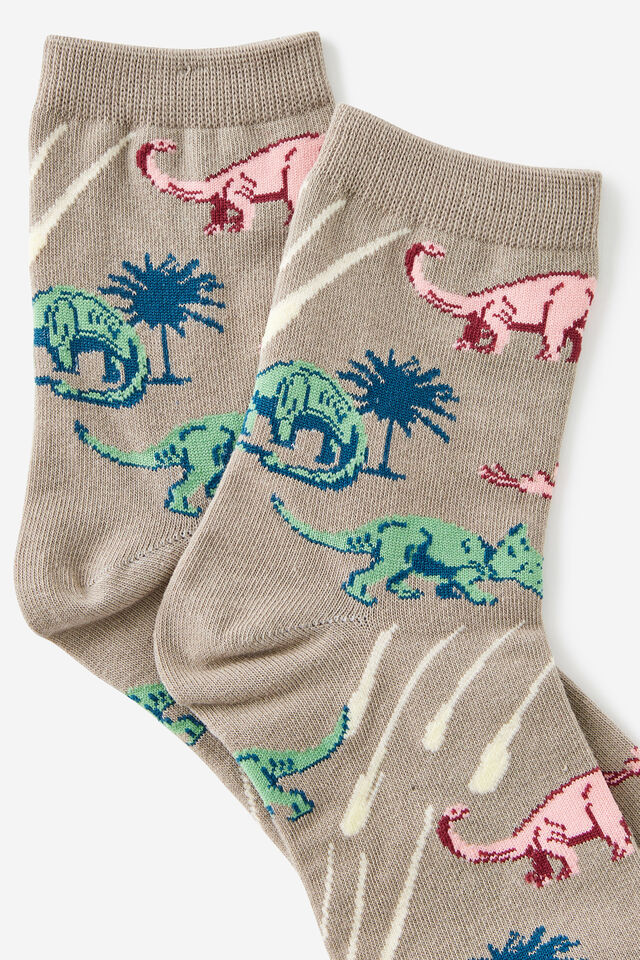 Mid Crew Socks, GREY DINO