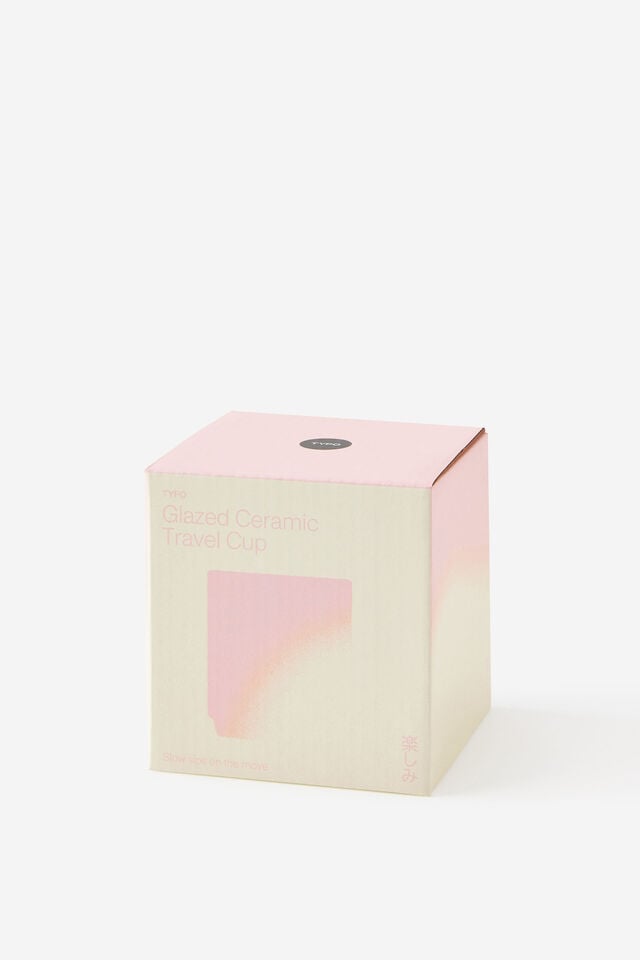 Glazed Ceramic Travel Cup Short, STRAWBERRY MILK