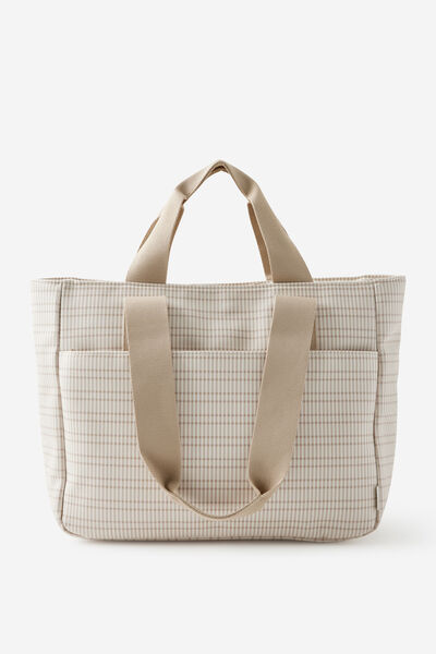 Pro Oversized Tote, TAN CHECK