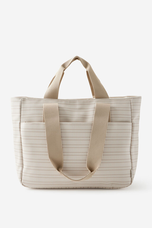 Pro Oversized Tote, TAN CHECK