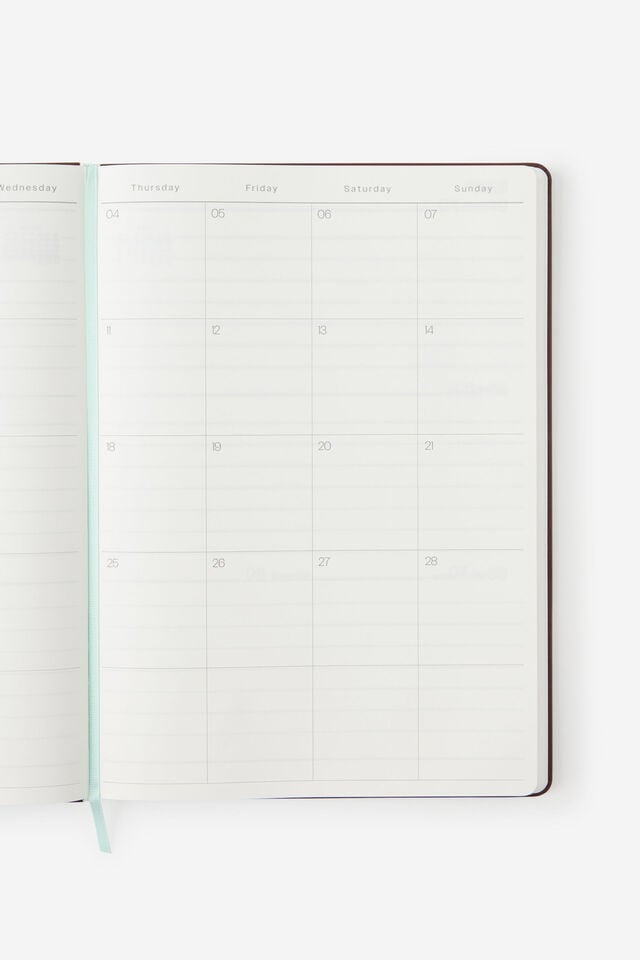 Personalised 2027 A4 Weekly On Schedule Diary, ESPRESSO/MINTY