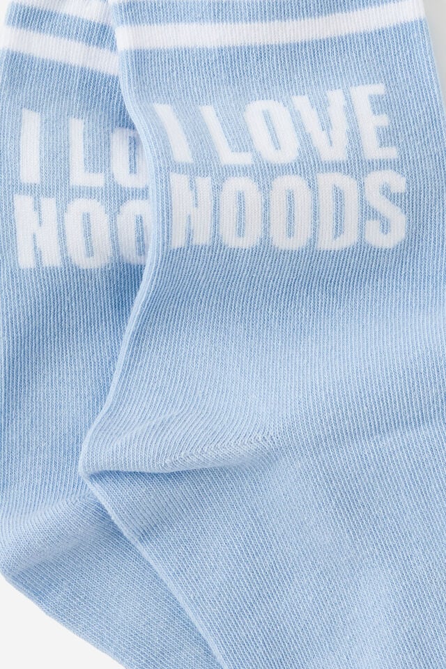 Mid Crew Socks, I LOVE NOODS BLUE