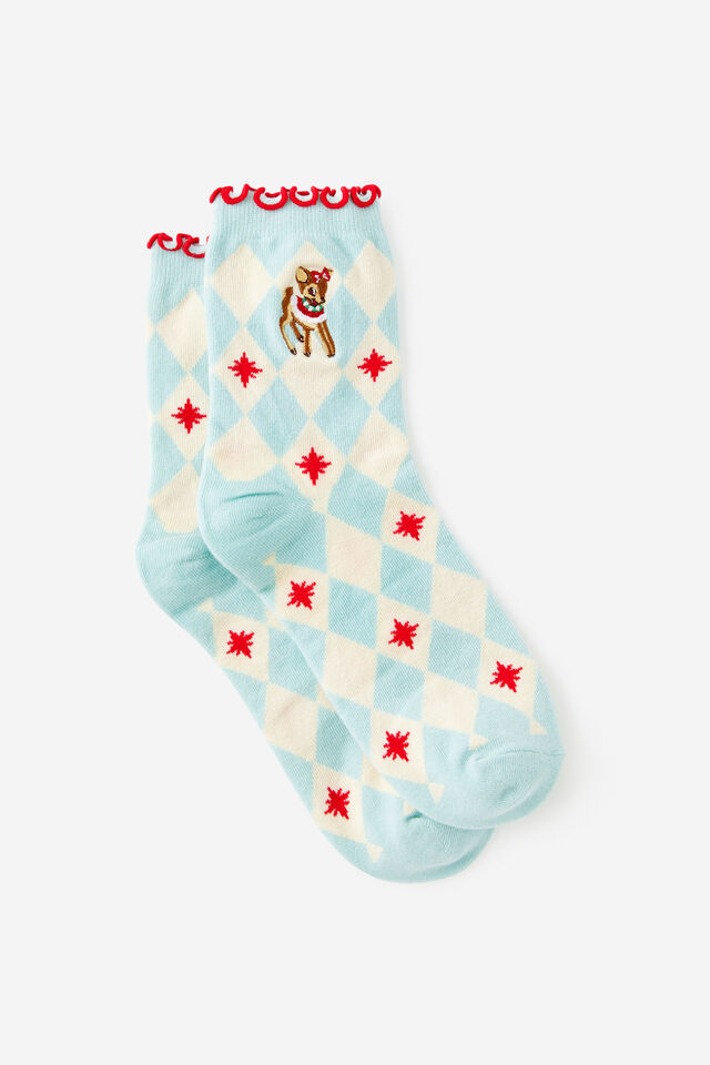 Christmas Crew Socks, BABY FAWN