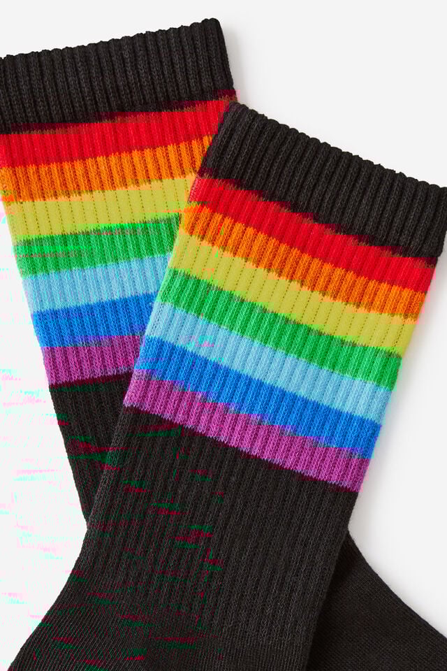 Socks, RAINBOW STRIP BLACK