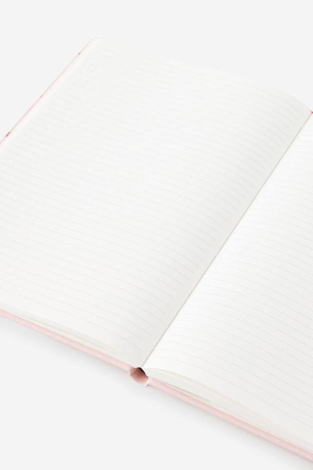 Personalised Metro B5 Hard Lined Notebook, Ditsy Pansy Pink Clay