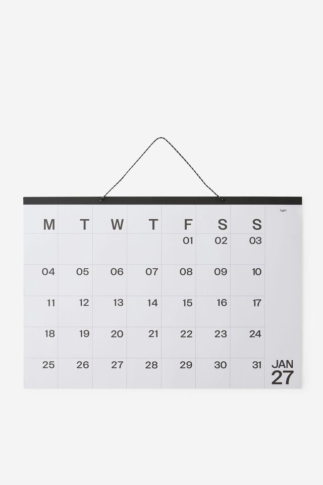 2027 A1 Monthly Calendar, BLACK/WHITE