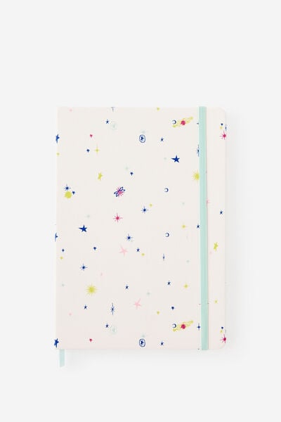 B5 Hard Lined Notetaker Notebook, ECRU DITSY CELESTIAL