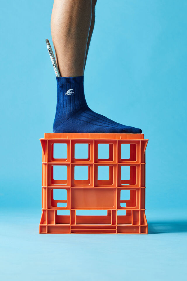 Mid Crew Socks, WAVE EMB