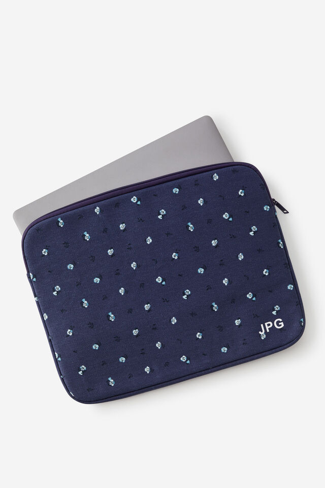 Personalised Take Me Away 15 Inch Laptop Case, DITSY PANSY / MIDNIGHT