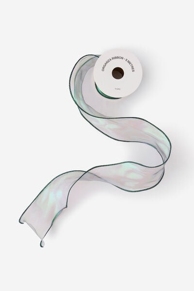 Ribbon Spools, IRIDESCENT GREEN ORGANZA