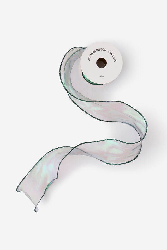 Ribbon Spools, IRIDESCENT GREEN ORGANZA