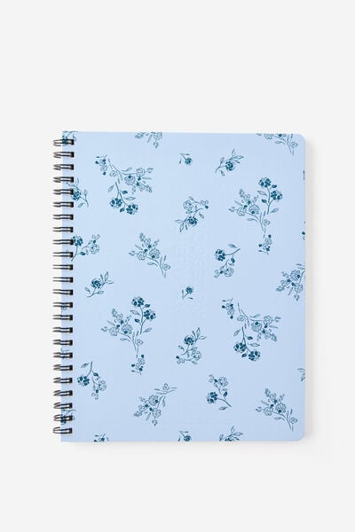 A5 Spiral Lined Notebook, BLUE SKIES FLORAL