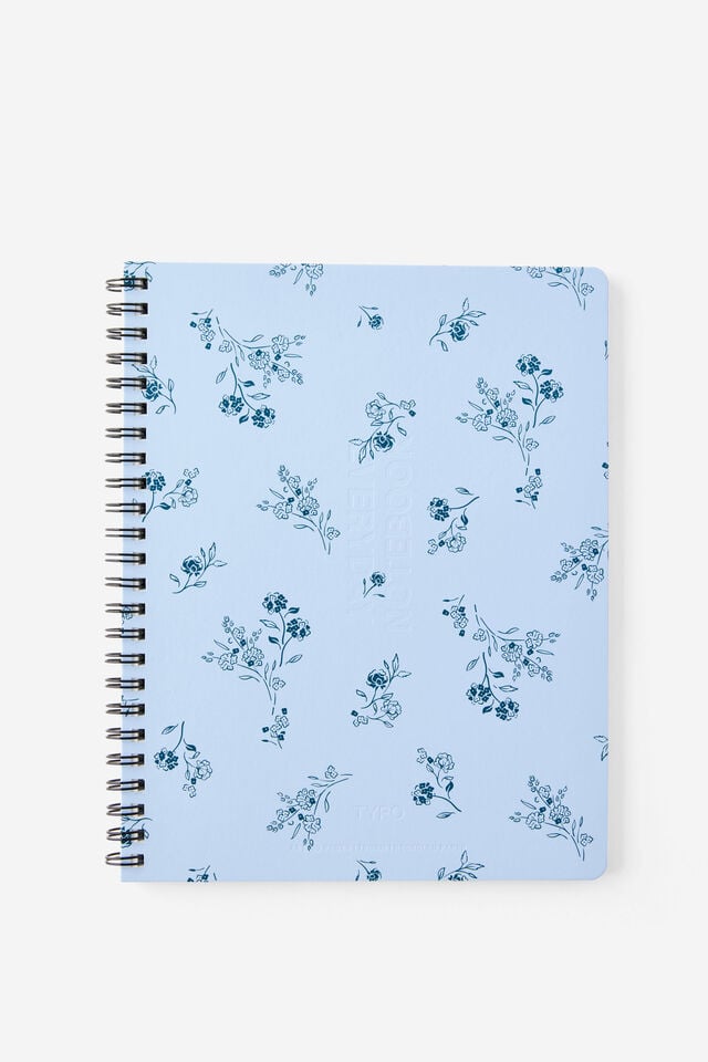 A5 Spiral Lined Notebook, BLUE SKIES FLORAL