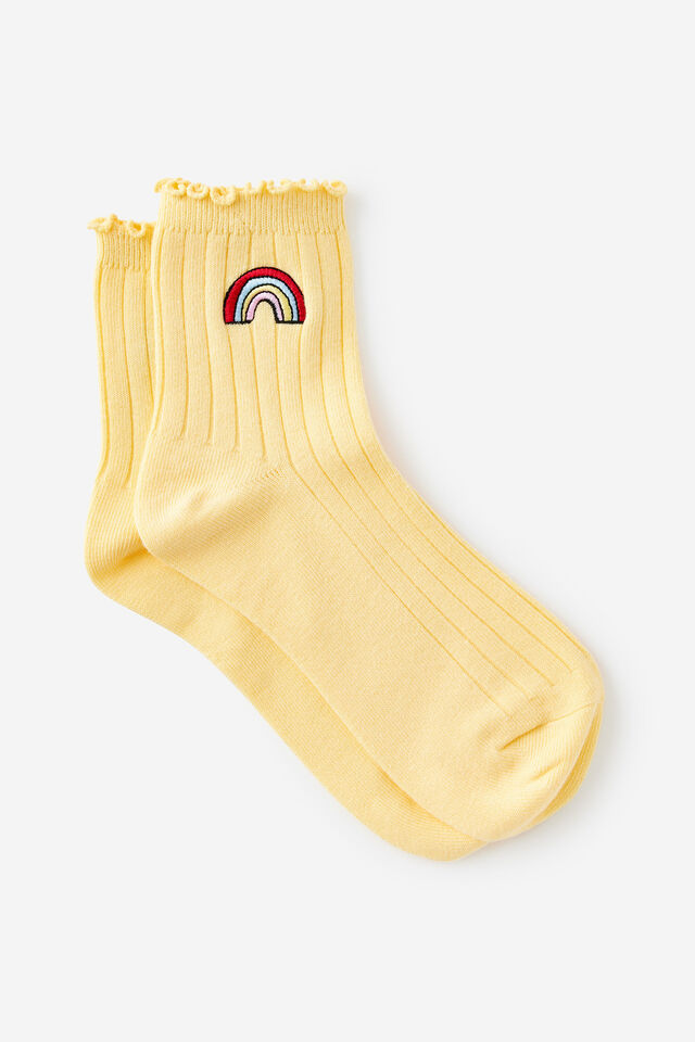 Mid Crew Socks, RAINBOW EMB