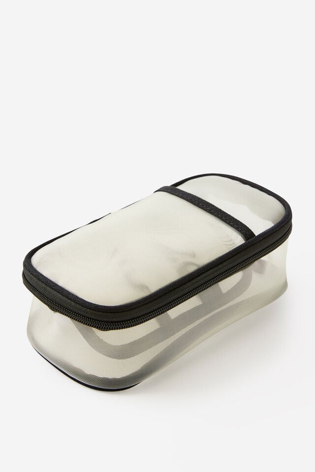 Everyday Mesh Pencil Case, ECRU/BLACK
