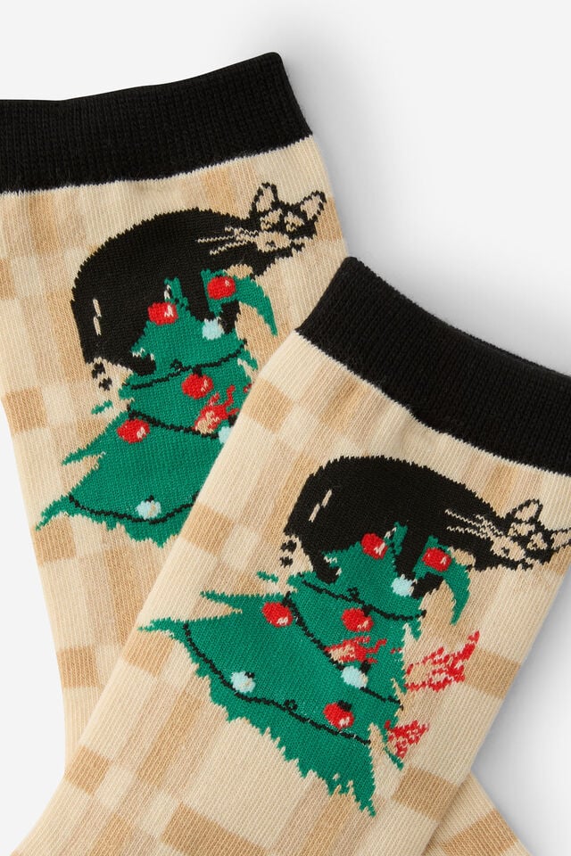 Christmas Novelty Socks, WRECK THE HALLS CAT (S/M)