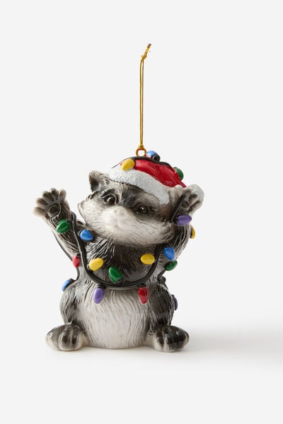 Oversized Resin Ornaments, RACOON IN LIGHTS