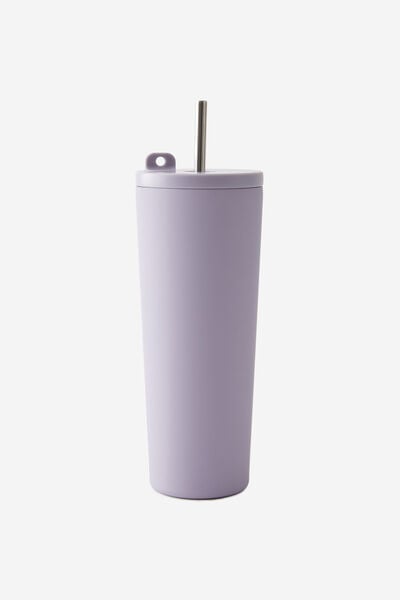 Hidden Straw Metal Smoothie Cup, SILVER LILAC