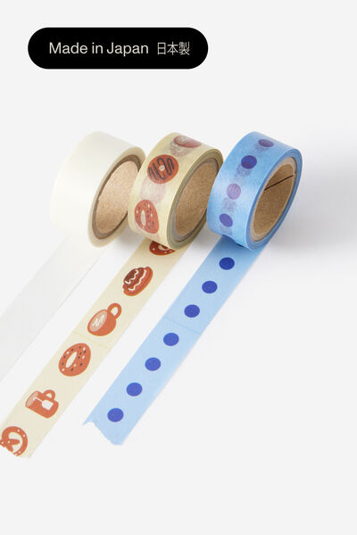 Washi Tape 15Mm 3Pack, CAFE DOT NAVY
