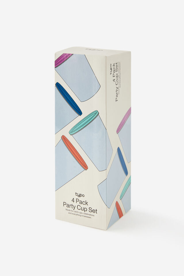 Party Cups 4 Pack, CHROME MULTI