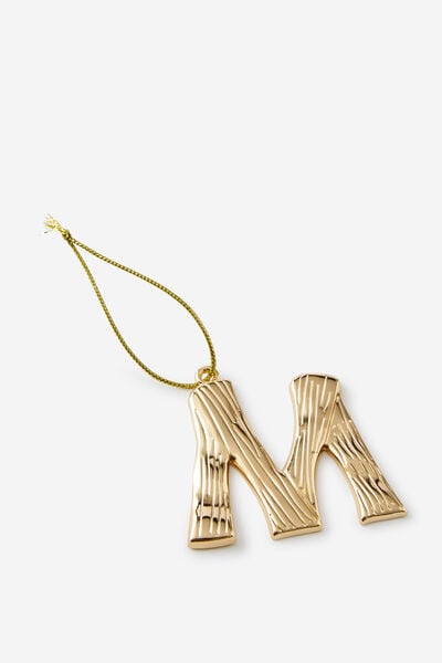 Metal Alphabet Christmas Ornament, TEXTURED M