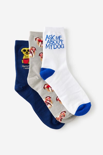 3 Pack Of Socks, DOGS M/L