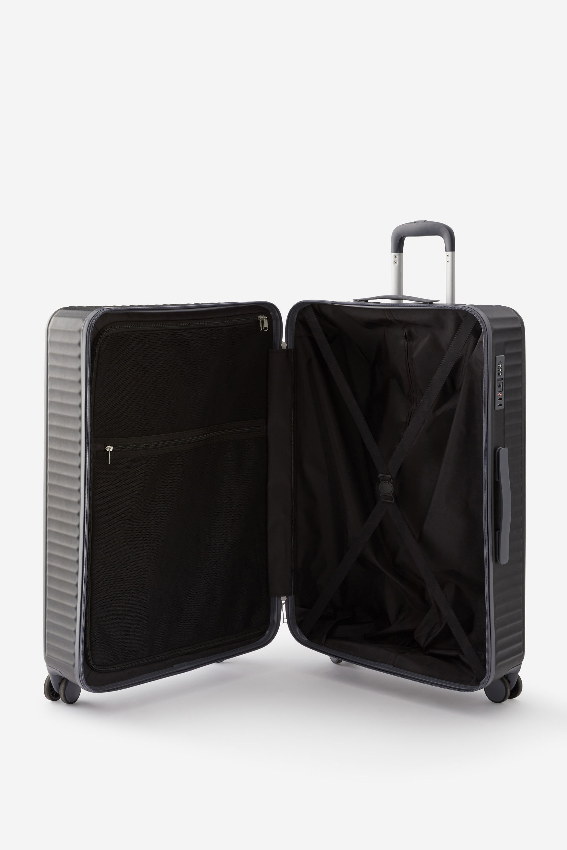 Typo Hard Shell Suitcase - Black, Spinner Wheels