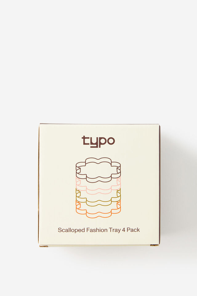 Scalloped Fashion Tray 4Pk, OLIVE & STRAWBERRY MILK