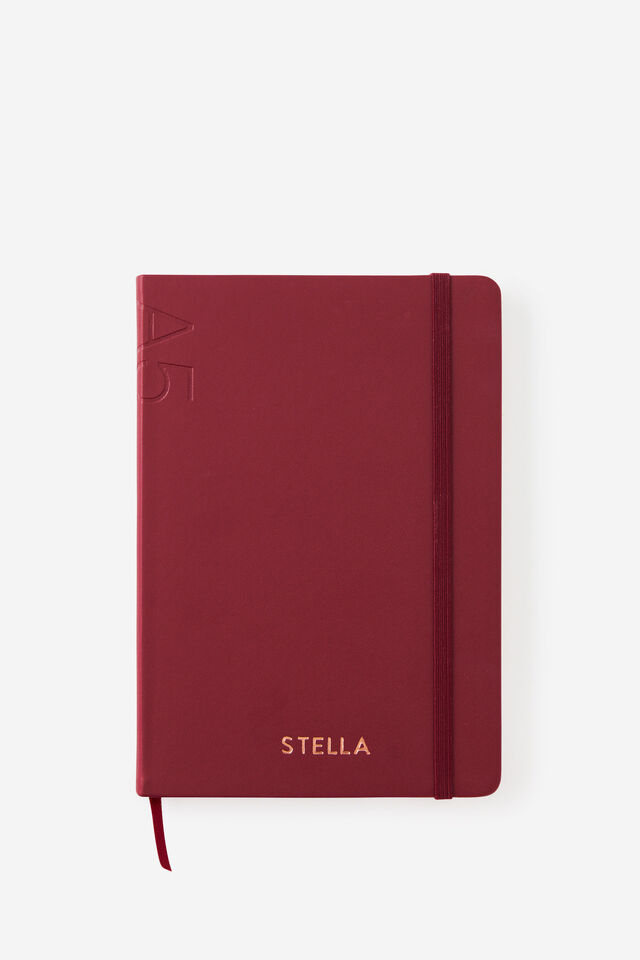 Personalised A5 Hard Lined Notetaker Notebook, CABERNET