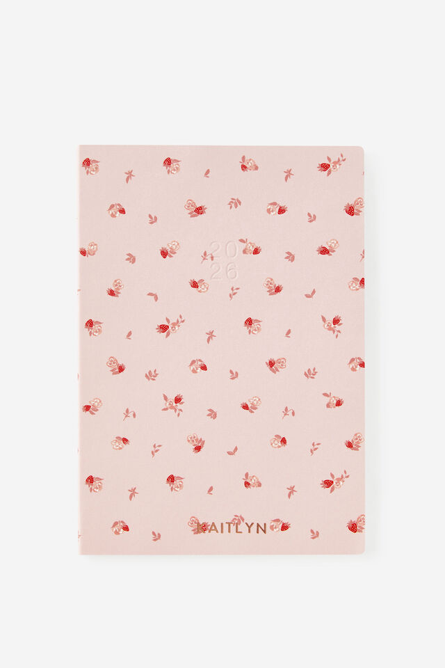 Personalised 2026 B5 Weekly Soft Metro Diary, Ditsy Pansy Pink Clay