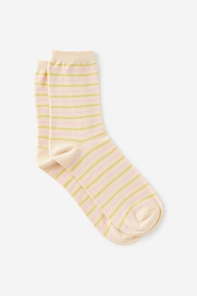 Mid Crew Socks, TANGERINE STRIPE