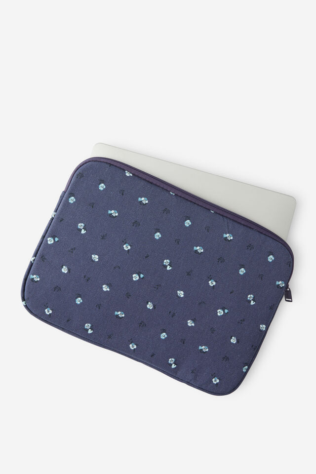Take Me Away 13 Inch Laptop Case, DITSY PANSY / MIDNIGHT