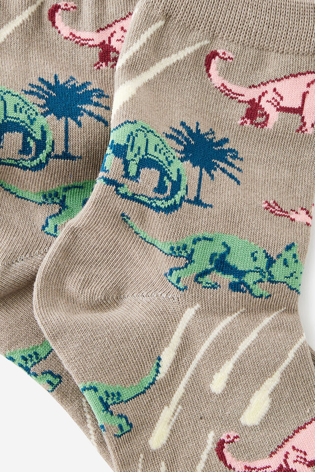 Mid Crew Socks, GREY DINO