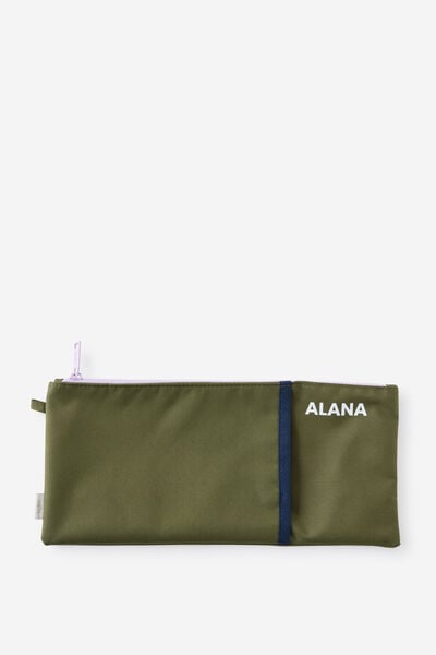Personalised 30Cm Pocket Pencil Case, OLIVE MOSS